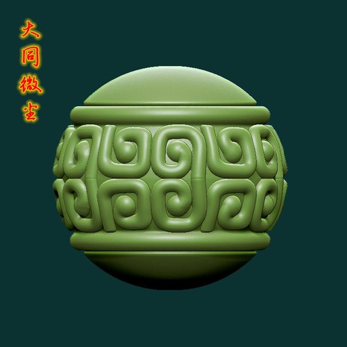 圆雕图三维图STL雕刻3D打印素材立体图精雕  回纹圆珠
