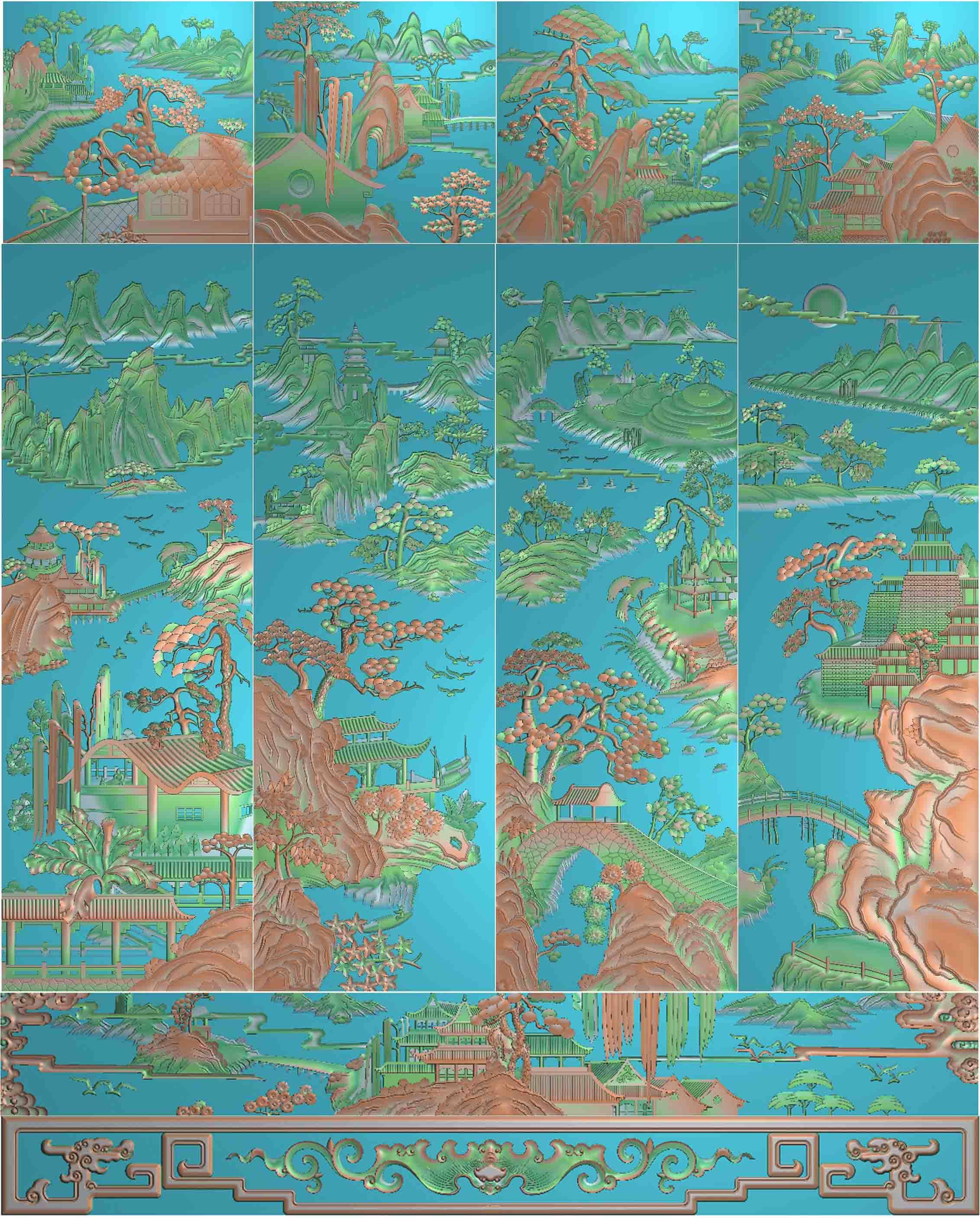 浮雕图 精雕图 灰度图 山水顶箱柜5