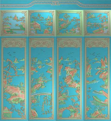 电脑雕刻图精雕图灰度图浮雕图jdp/bmp 山水顶箱柜3