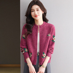 高级感小个子短款毛衣开衫外套女春装新款双拉链针织外搭上衣