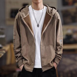 新款拉链开衫卫衣男连帽春款男款秋季大码男士秋冬运动外套春秋款
