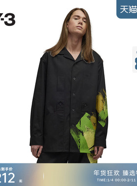 [季末折扣]Y-3山本耀司秋冬衬衫涂鸦情侣印花宽松长袖衬衣IP7948