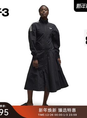 [季末折扣]Y3山本耀司秋季连衣裙女圆领长袖立领运动裙子IL2066