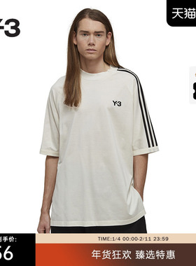 [季末折扣]Y3山本耀司情侣款条纹T恤春夏圆领宽松运动短袖HZ8871