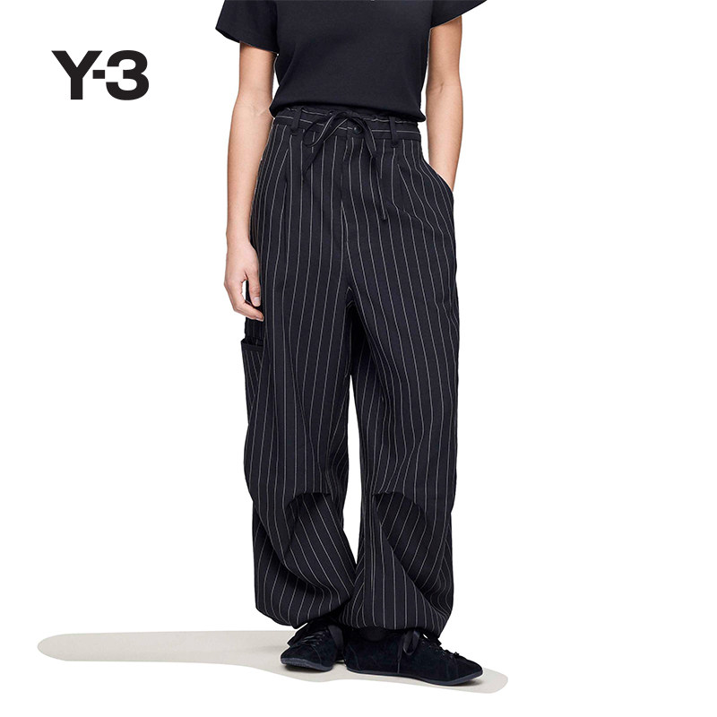 Y-3山本耀司条纹宽松女休闲裤