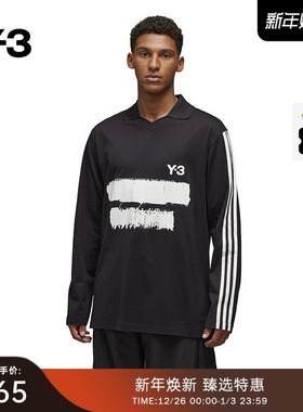 Y-3/Y3山本耀司2025秋季新品翻领印花涂鸦长袖T恤男女同款JN4876