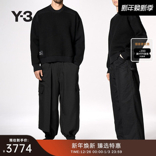 男女同款 Y3山本耀司2025秋冬新品 休闲拼接圆领毛衣KD2555