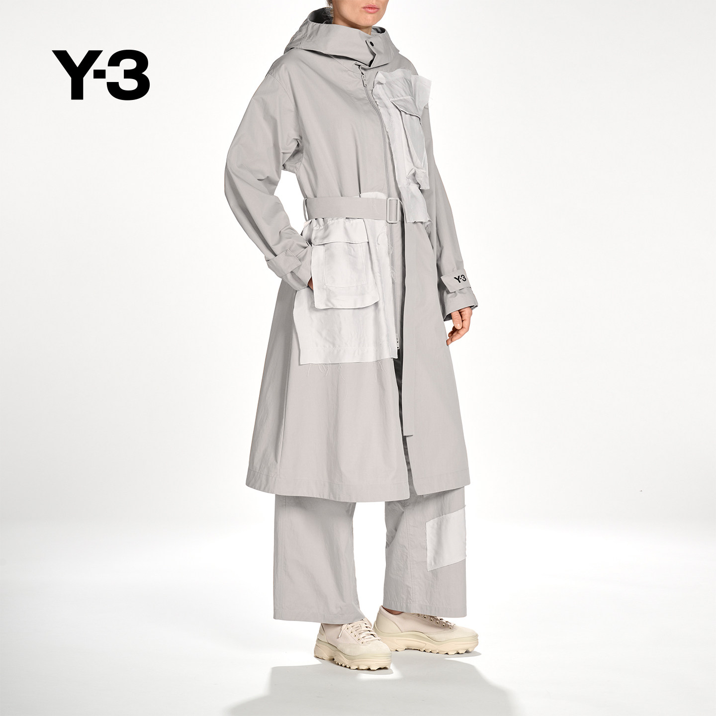 [新品叠享礼遇]Y-3/Y3山本耀司女士中长款连帽派克大衣风衣KS5029