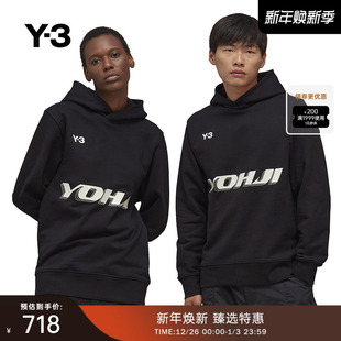 秋季 Y3山本耀司情侣款 末折扣 运动印花抽绳连帽重磅卫衣HT4732 季