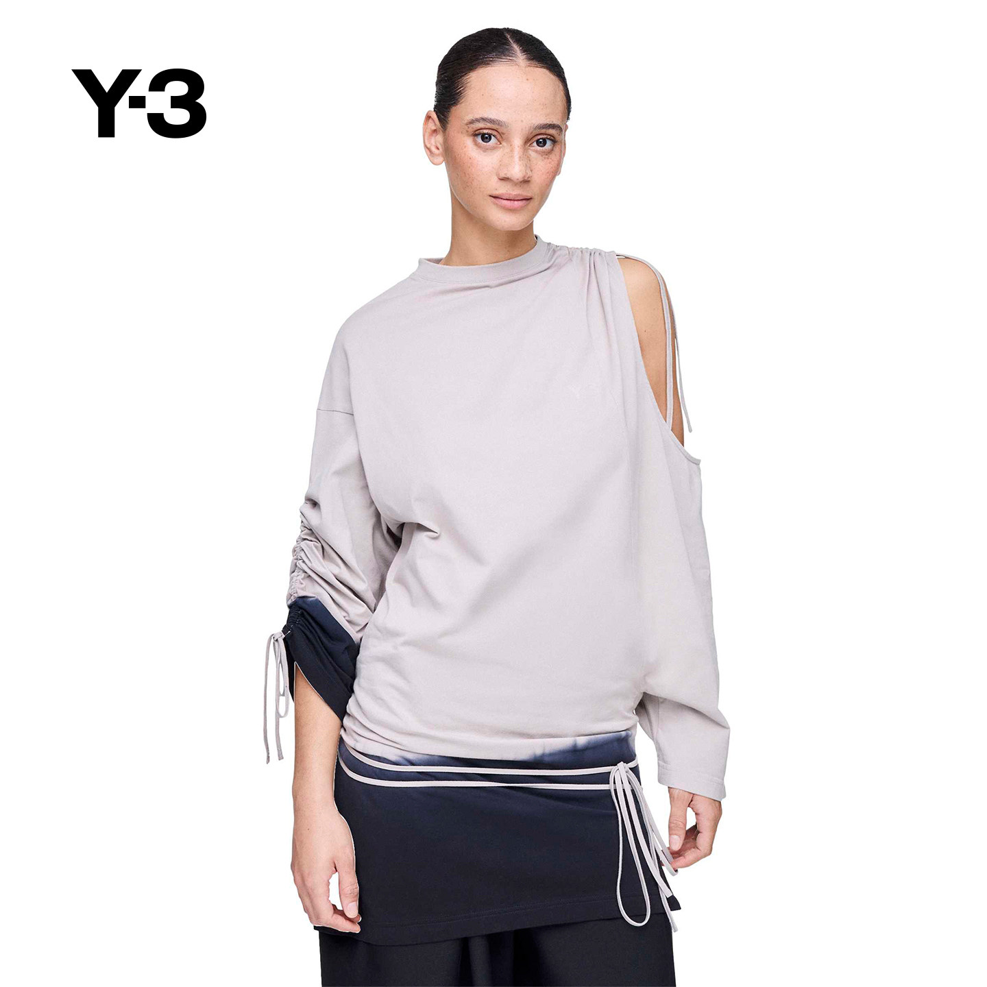 [新品首降]Y-3/Y3山本耀司女士时尚撞色抽绳T恤KQ9792