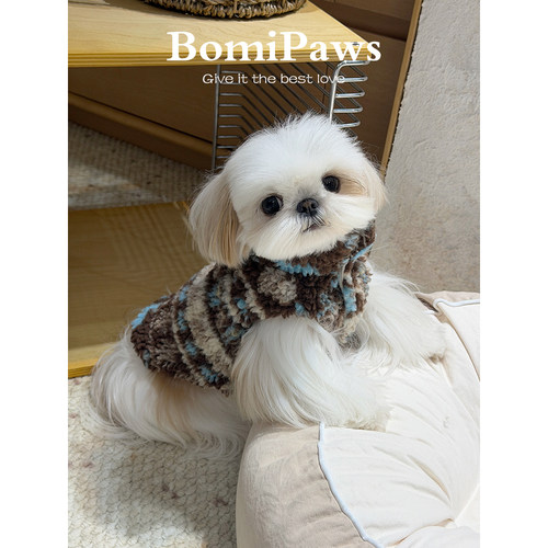 Bomipaws【复古费尔岛】温暖加厚羊羔毛马甲秋冬宠物衣服猫咪狗狗