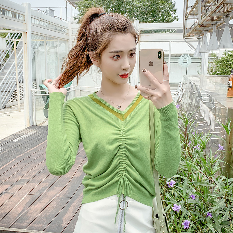 10月09日最新优惠2019秋季新款韩版宽松v领潮女上衣