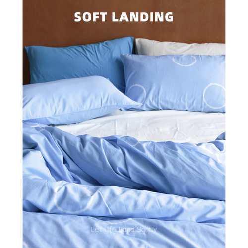 SOFT LANDING | 简约风四季款蓝色水洗棉纯棉裸睡床品床单四件套