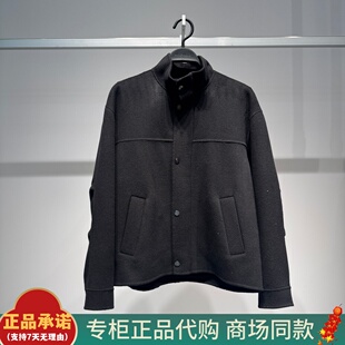 B1BCF4B15太平鸟男装2025冬季新款毛呢外套黑色立领羊毛夹克 2499