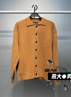 B1EAF4233 太平鸟男装2025冬季新款翻领羊毛针织毛开衫 B1EAG1295