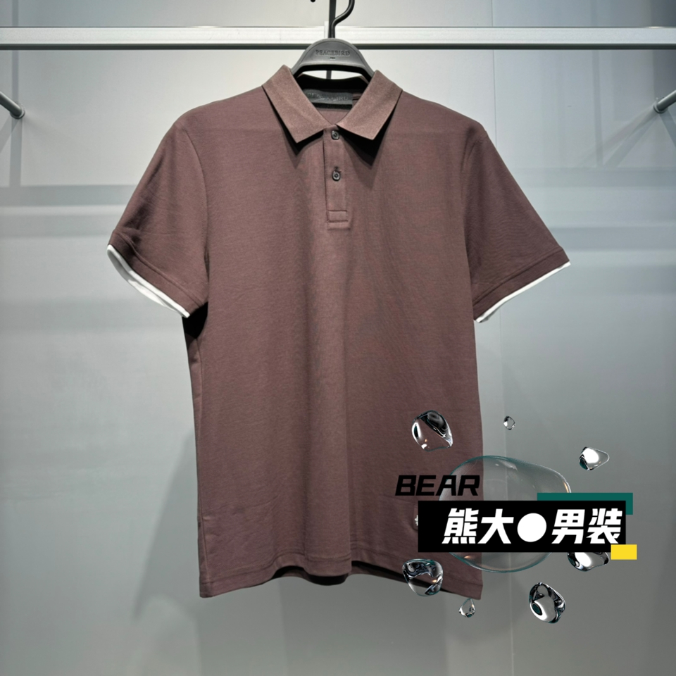 B1COF2418太平鸟男装2025夏季新款时尚百搭合体无花果针织短袖499