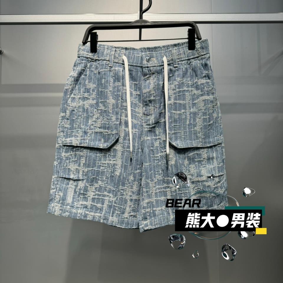 B1HBF2353太平鸟男装2025夏季新款时尚百搭休闲直筒牛仔中短裤499