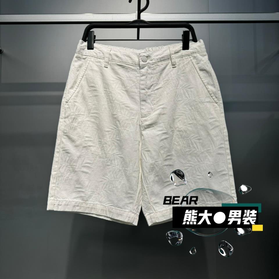 B1HBF2352太平鸟男装2025夏季新款休闲百搭时尚白色牛仔中短裤499