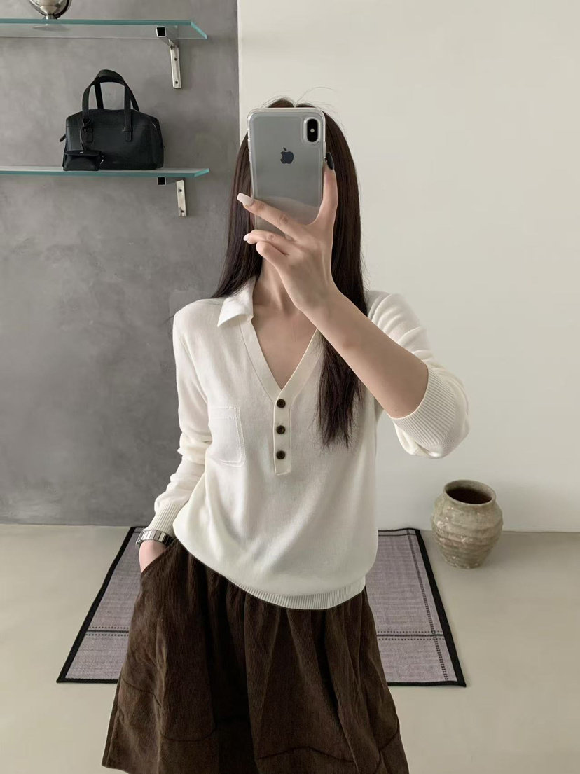 濮院羊毛衫女2026早秋新款翻领长袖纯色针织衫宽松显瘦百搭上衣潮