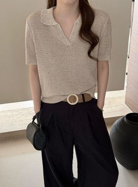POLO领莱赛尔亚麻针织衫女欧洲站2026春装新款欧货女装打底小衫潮