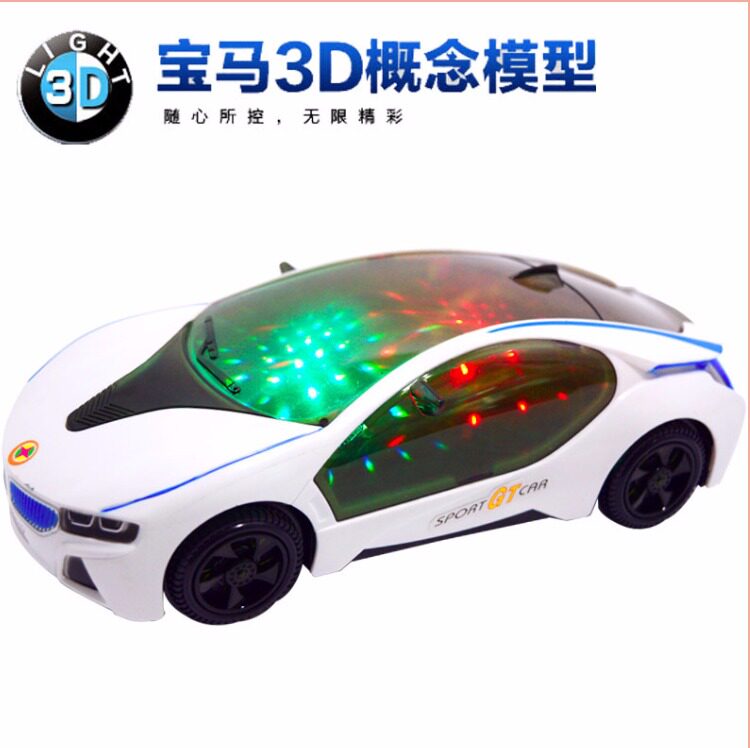 크리 에이 티브 새로운 어린이 장난감 빛나는 음악 전기 4 륜 범용 BMW 자동차 3D 조명 거리 매점 뜨거운 판매 배치