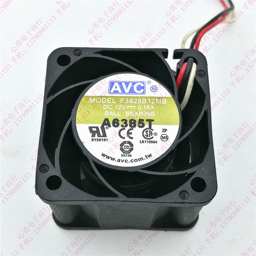 原装AVC F3828B12MB 12V 0.18A 3828 3线双滚珠加压散热风扇3.8CM