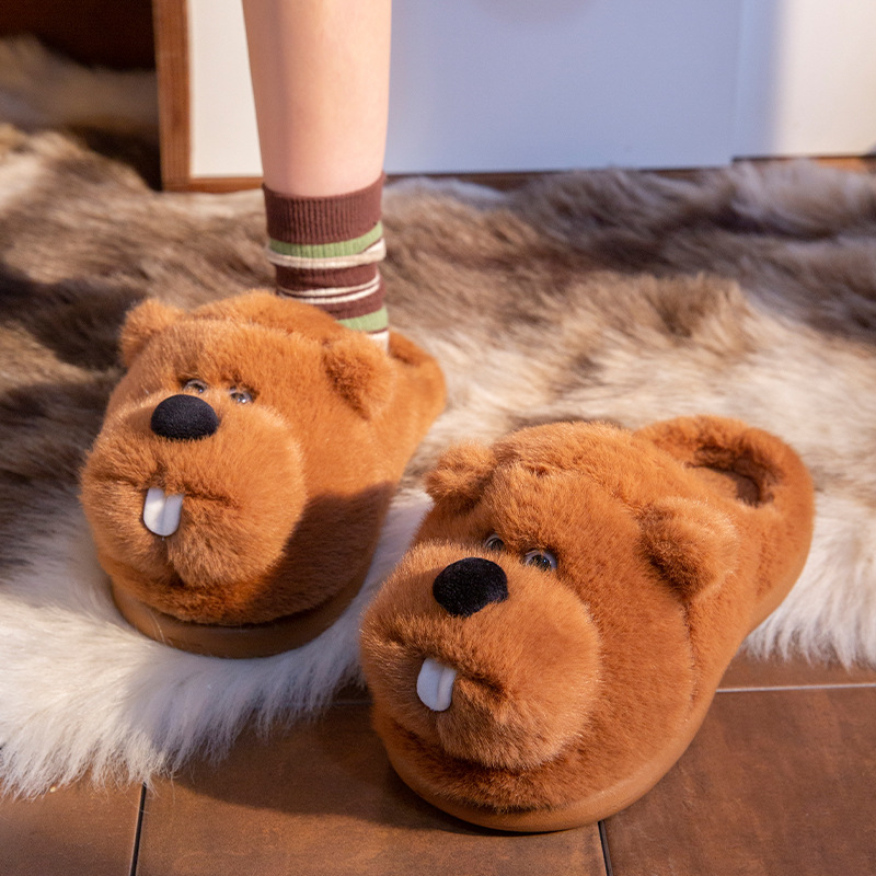 荣耀鹿土拨鼠棉拖鞋情侣居家用