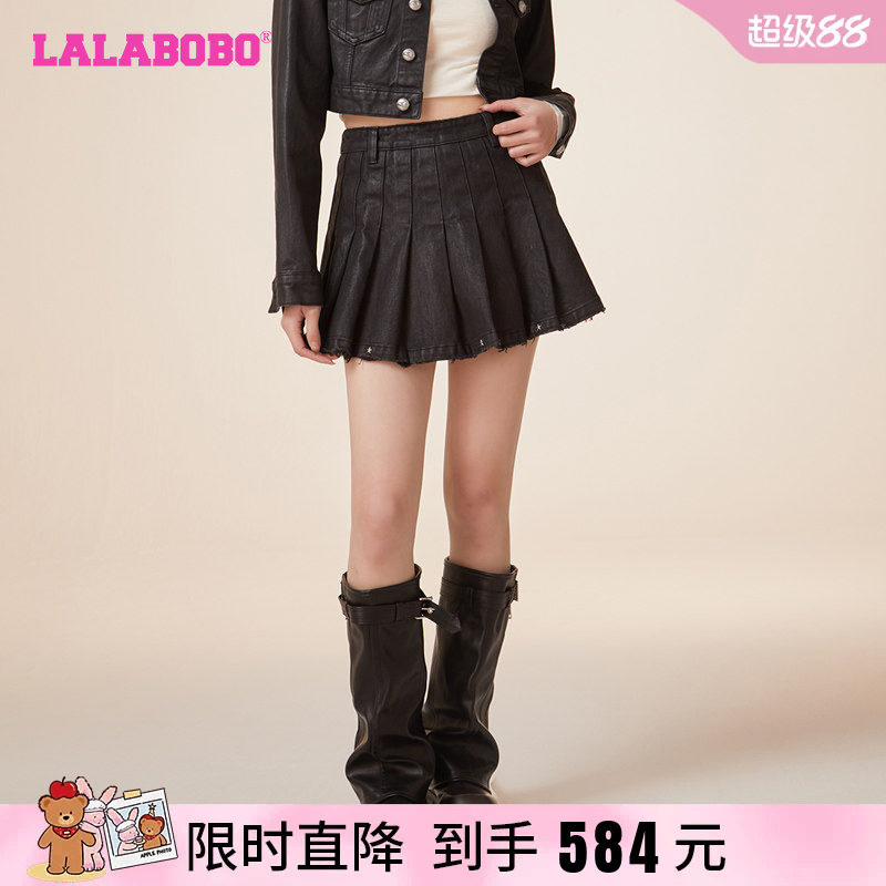LALABOBO休闲简约牛仔半裙