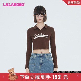 打底衫 LALABOBO早秋新品 运动翻领长袖 T恤女 WSDT45 LBCC 美拉德