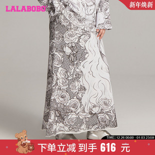 满印花潮甜酷短裙 LALABOBO24年中长裙初秋原创女新款 商场同款