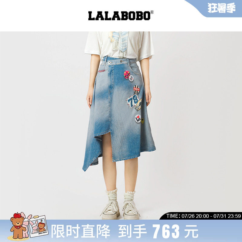 LABO膝下中腰牛仔半裙