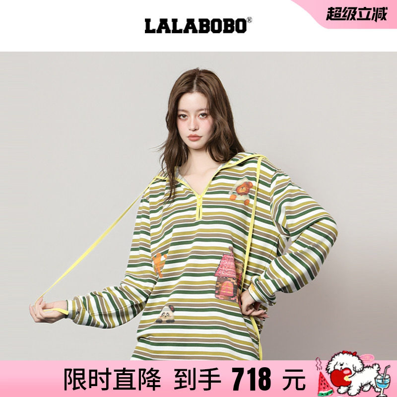 LABO复古小熊条纹卫衣