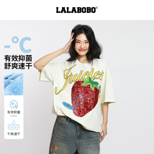LABO草莓贴纸男友短袖