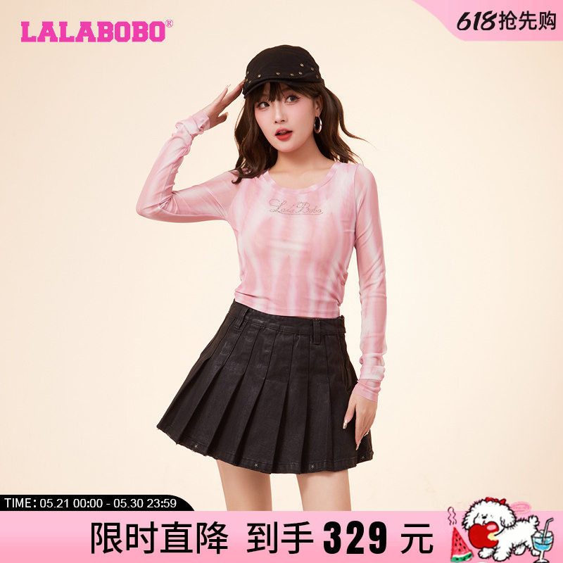LALABOBO24春季新款宽松甜美可爱网纱套头长袖T恤女|LBDA-WSDT27