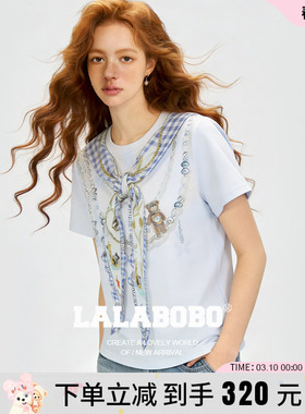 【商场同款】LALABOBO26年春新款正肩上衣3D印花凉感修身短袖T恤