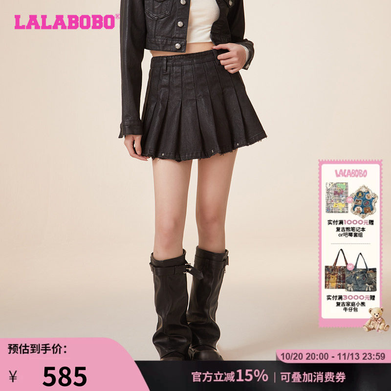 LALABOBO休闲简约牛仔半裙
