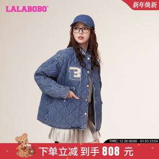 LBCC 休闲设计风复古运动棉服外套女 WSMW11 新款 LALABOBO2023秋季