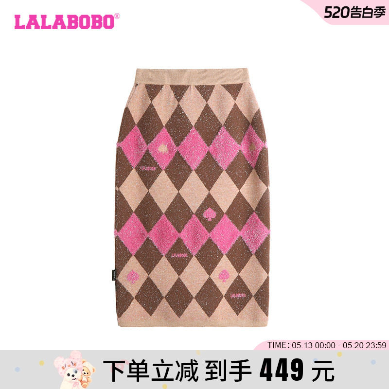 LALABOBO24年早秋半身裙女原创新款JK流行格子中长裙LBDC-WXZQ15