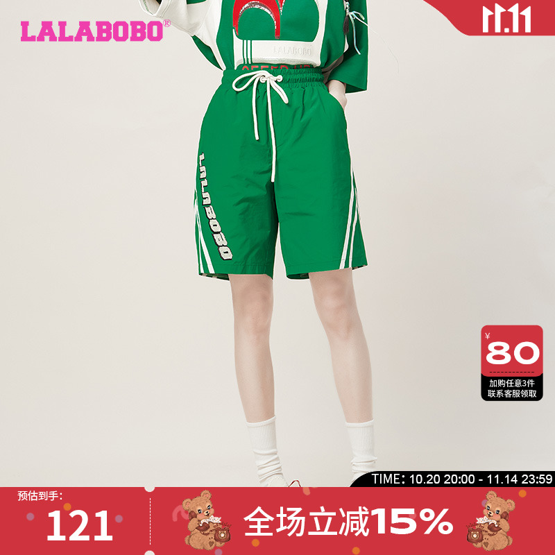 LALABOBO复古休闲运动梭织短裤