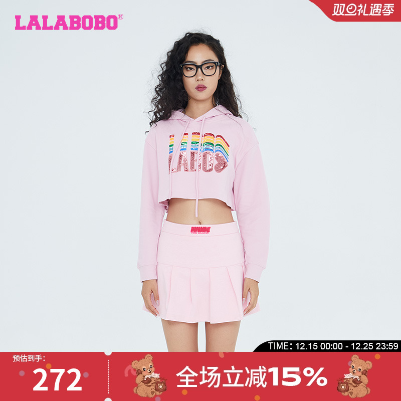 LABO潮可爱女团亮片针织连帽卫衣