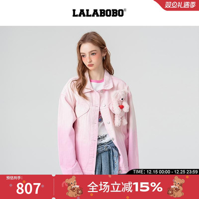 LALABOBO路晨爱心小熊牛仔夹克
