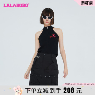 WSWT11 LBCC LALABOBO早秋新品 潮流百搭可爱风字母高领毛织背心女