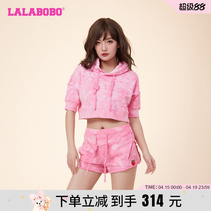LALABOBO24春新宽松韩系慵懒风扎染水果连帽针织卫衣|LBDA-WSTS35