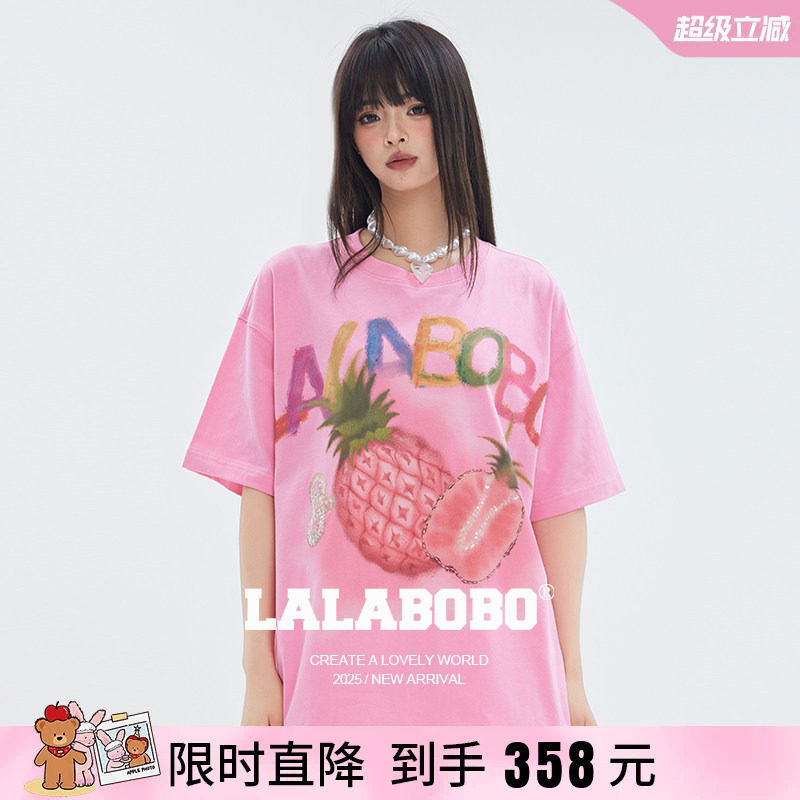 LALABOBO水果菠萝字母T恤
