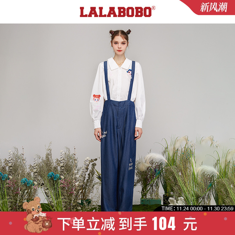 设计师潮牌lalabobo背带阔腿裤