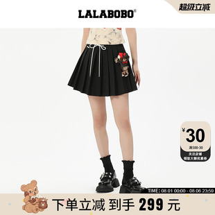 玩偶熊系列 LALABOBO25年百褶裙甜美短裙小熊显瘦百搭半身裙