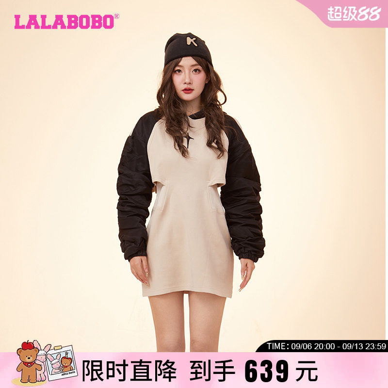 LALABOBO复古休闲收腰连衣裙