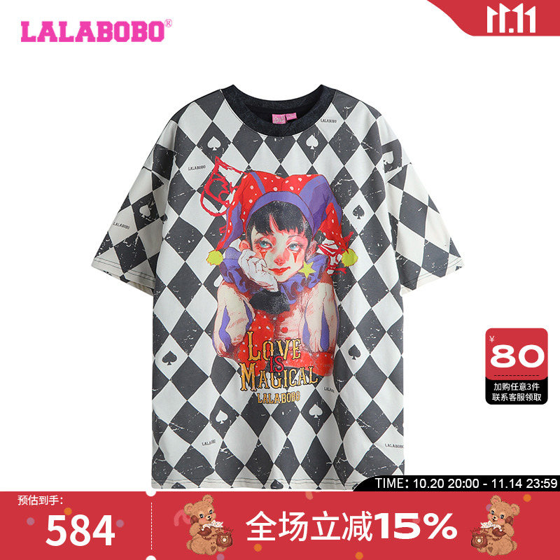 LALABOBO复古小丑撞色T