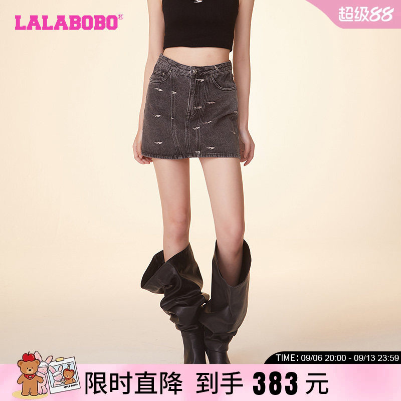 LALABOBO满印复古风牛仔半裙