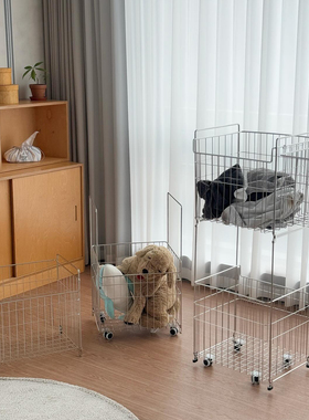 304不锈钢收纳筐二层三层可拆卸移动脏衣篮大容量脏衣篓推车